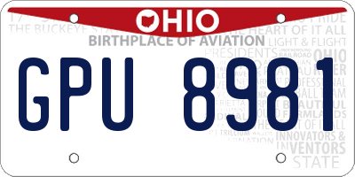 OH license plate GPU8981