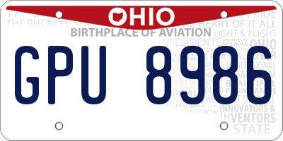 OH license plate GPU8986