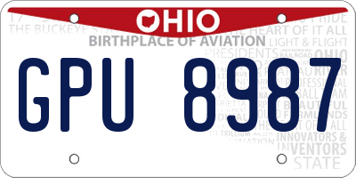 OH license plate GPU8987
