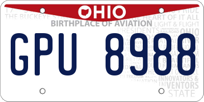 OH license plate GPU8988