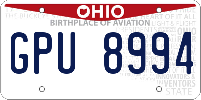 OH license plate GPU8994