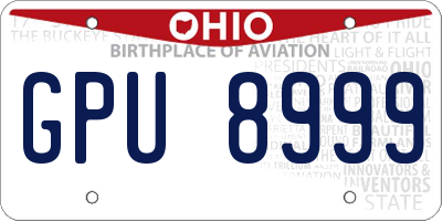 OH license plate GPU8999