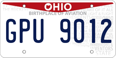 OH license plate GPU9012