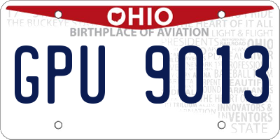 OH license plate GPU9013