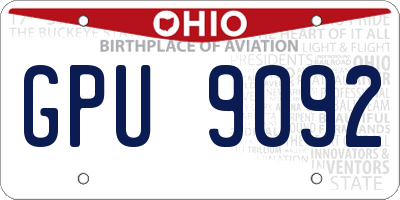 OH license plate GPU9092