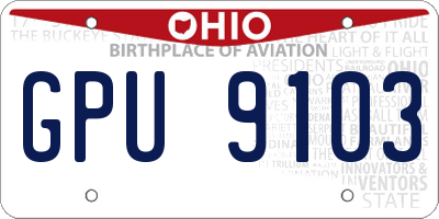 OH license plate GPU9103