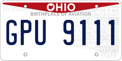 OH license plate GPU9111