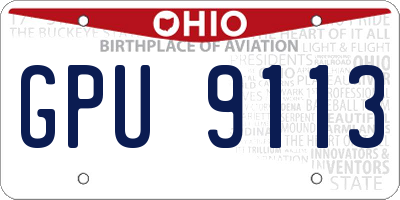 OH license plate GPU9113