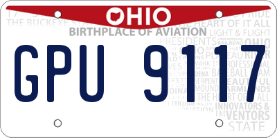 OH license plate GPU9117