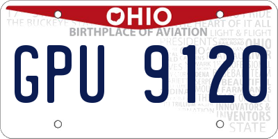OH license plate GPU9120