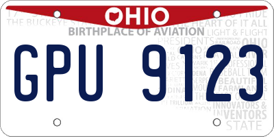 OH license plate GPU9123
