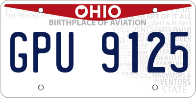 OH license plate GPU9125