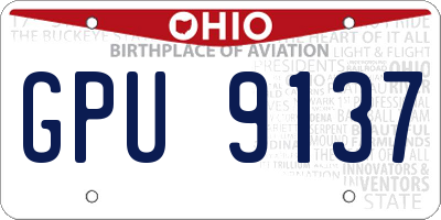 OH license plate GPU9137
