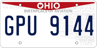 OH license plate GPU9144