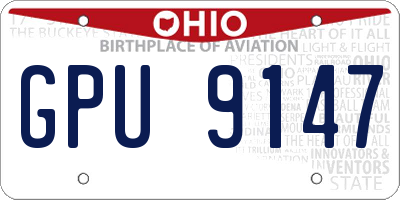 OH license plate GPU9147