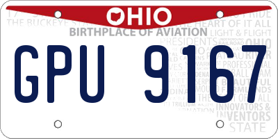 OH license plate GPU9167