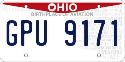 OH license plate GPU9171