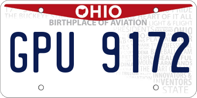 OH license plate GPU9172