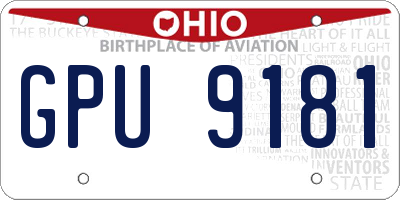 OH license plate GPU9181