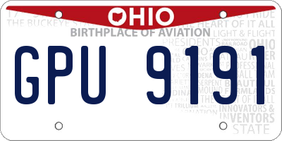 OH license plate GPU9191