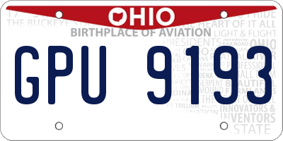 OH license plate GPU9193