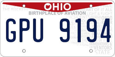 OH license plate GPU9194