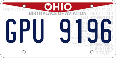 OH license plate GPU9196