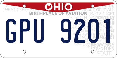 OH license plate GPU9201