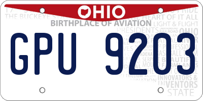 OH license plate GPU9203