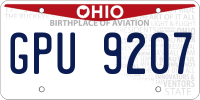 OH license plate GPU9207