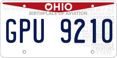 OH license plate GPU9210