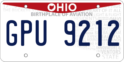 OH license plate GPU9212