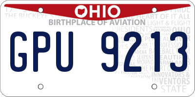 OH license plate GPU9213