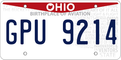 OH license plate GPU9214