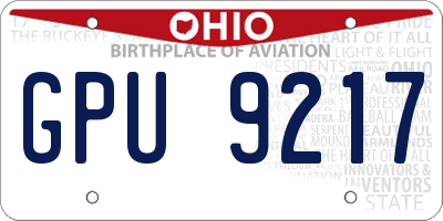 OH license plate GPU9217