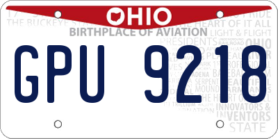 OH license plate GPU9218