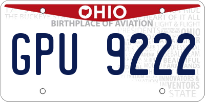 OH license plate GPU9222