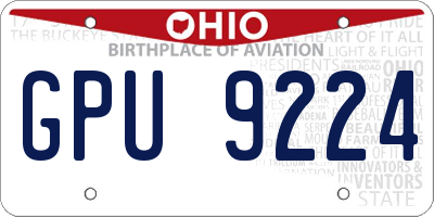 OH license plate GPU9224