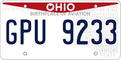 OH license plate GPU9233