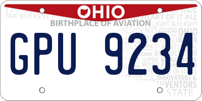 OH license plate GPU9234