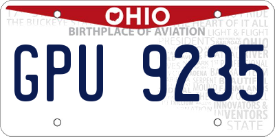 OH license plate GPU9235