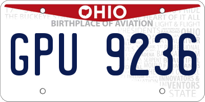 OH license plate GPU9236