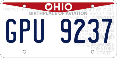 OH license plate GPU9237