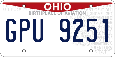 OH license plate GPU9251