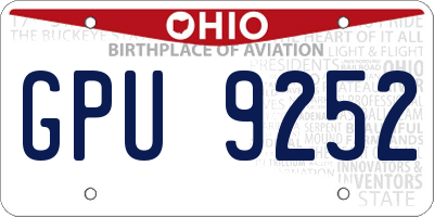 OH license plate GPU9252