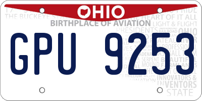 OH license plate GPU9253