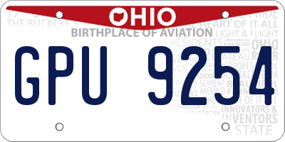 OH license plate GPU9254