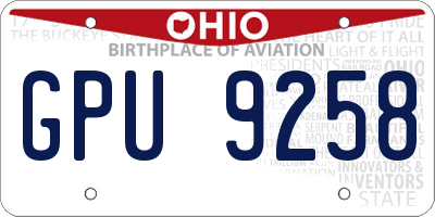 OH license plate GPU9258