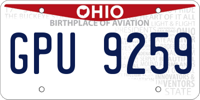 OH license plate GPU9259