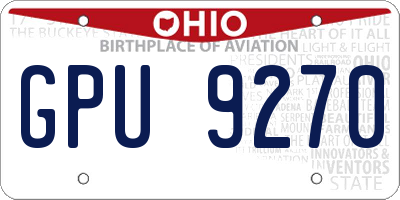 OH license plate GPU9270